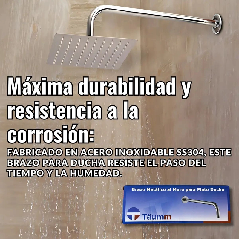 BRAZO PARA PLATO DUCHA CROMADO LARGO 30CM 1/2PULG HE TAUMM - 7