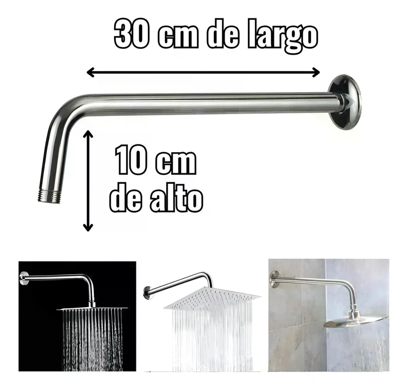 BRAZO PARA PLATO DUCHA CROMADO LARGO 30CM 1/2PULG HE TAUMM - 9