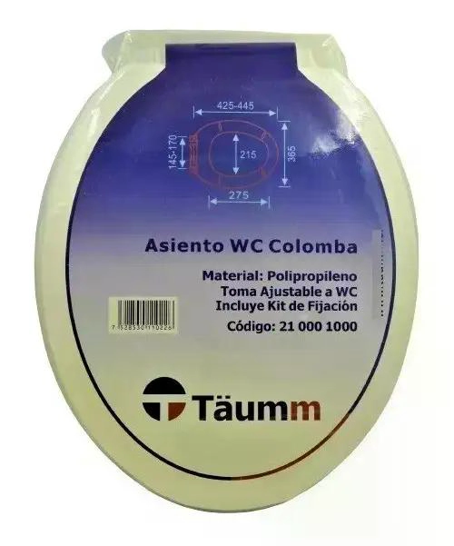 ASIENTO Y TAPA PARA WC COLOMBA COLOR BLANCO BLANCO - 7