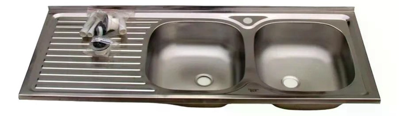 LAVAPLATOS DOBLE 120X50 SOBREPONER IZQUIERDO MONOMANDO TAUMM GRIS - 1