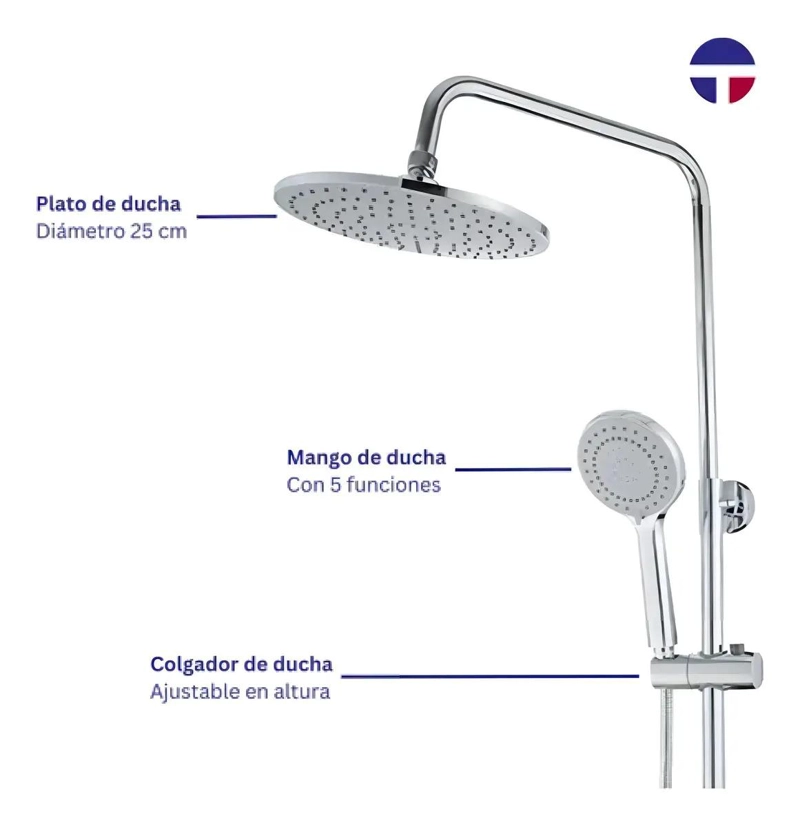 COLUMNA DE DUCHA SIMPLE DE ACERO INOXIDABLE TAUMM - 2