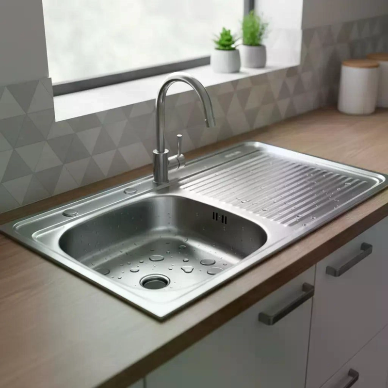 LAVAPLATOS LAVA VAJILLA SOBREPONER 100X50 TAUMM DERECHO GRIS GRIS - 5