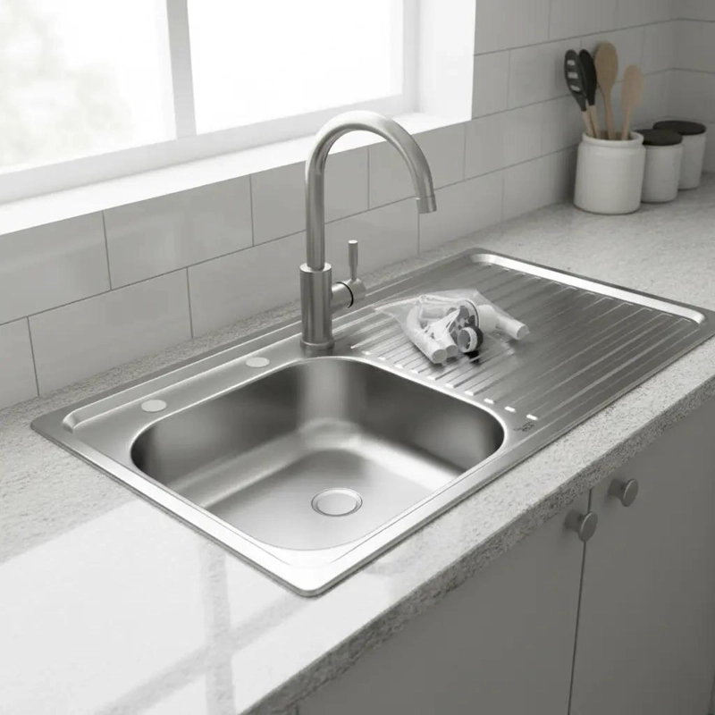 LAVAPLATOS LAVA VAJILLA SOBREPONER 100X50 TAUMM DERECHO GRIS GRIS - 6
