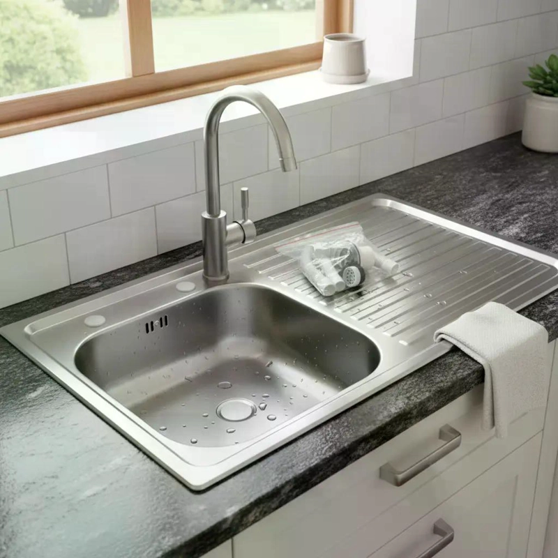 LAVAPLATOS LAVA VAJILLA SOBREPONER 100X50 TAUMM DERECHO GRIS GRIS - 7