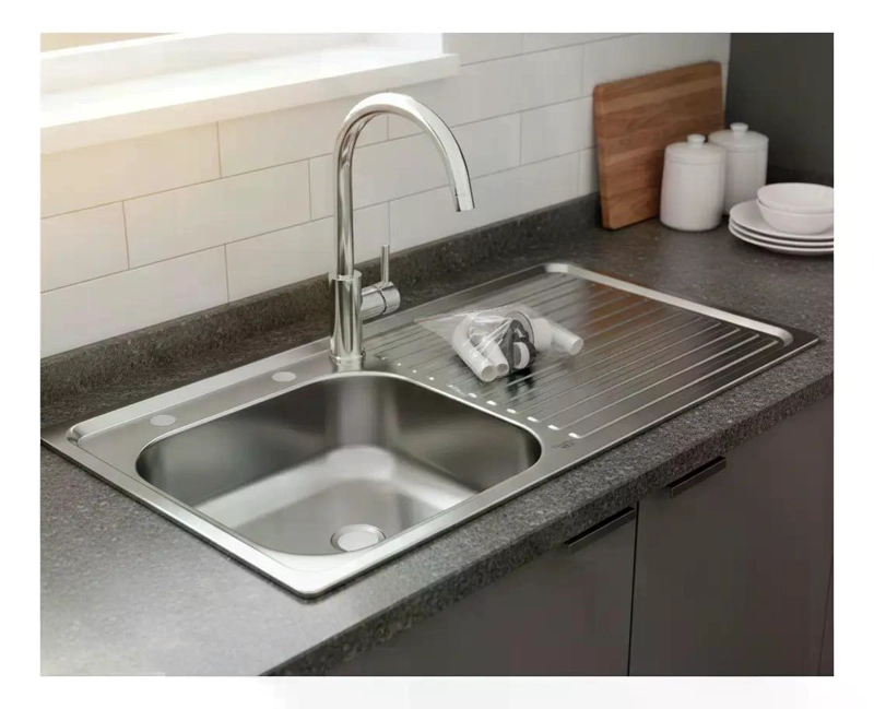 LAVAPLATOS LAVA VAJILLA SOBREPONER 100X50 TAUMM DERECHO GRIS GRIS - 8