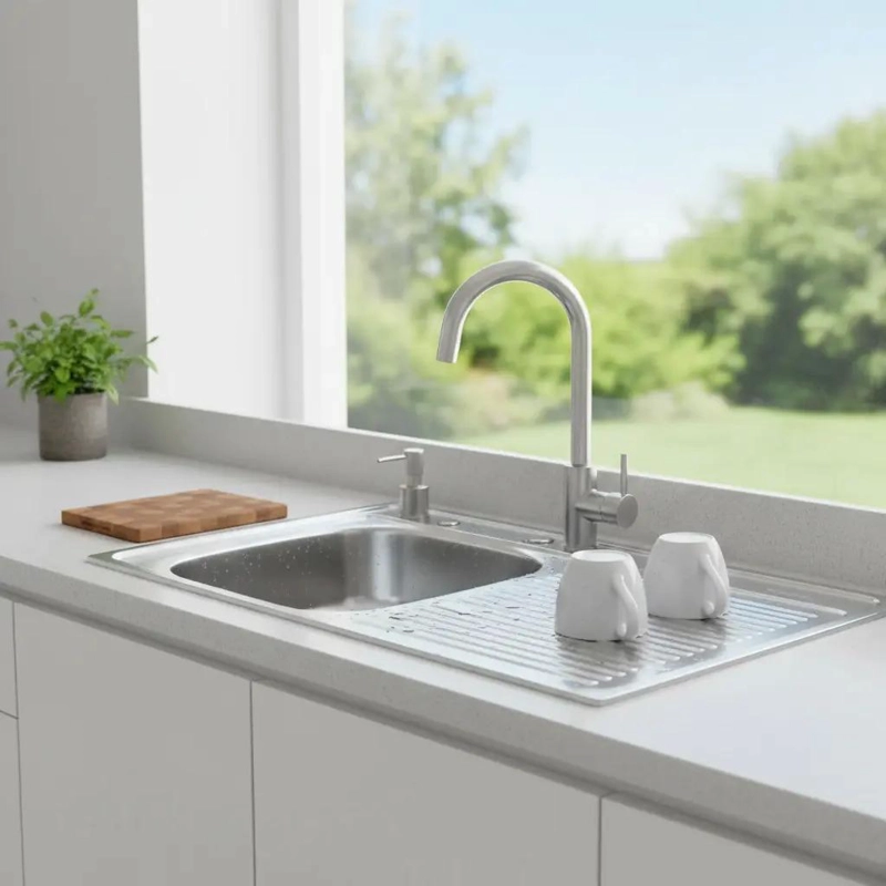 LAVAPLATOS LAVA VAJILLA SOBREPONER 100X50 TAUMM DERECHO GRIS GRIS - 9