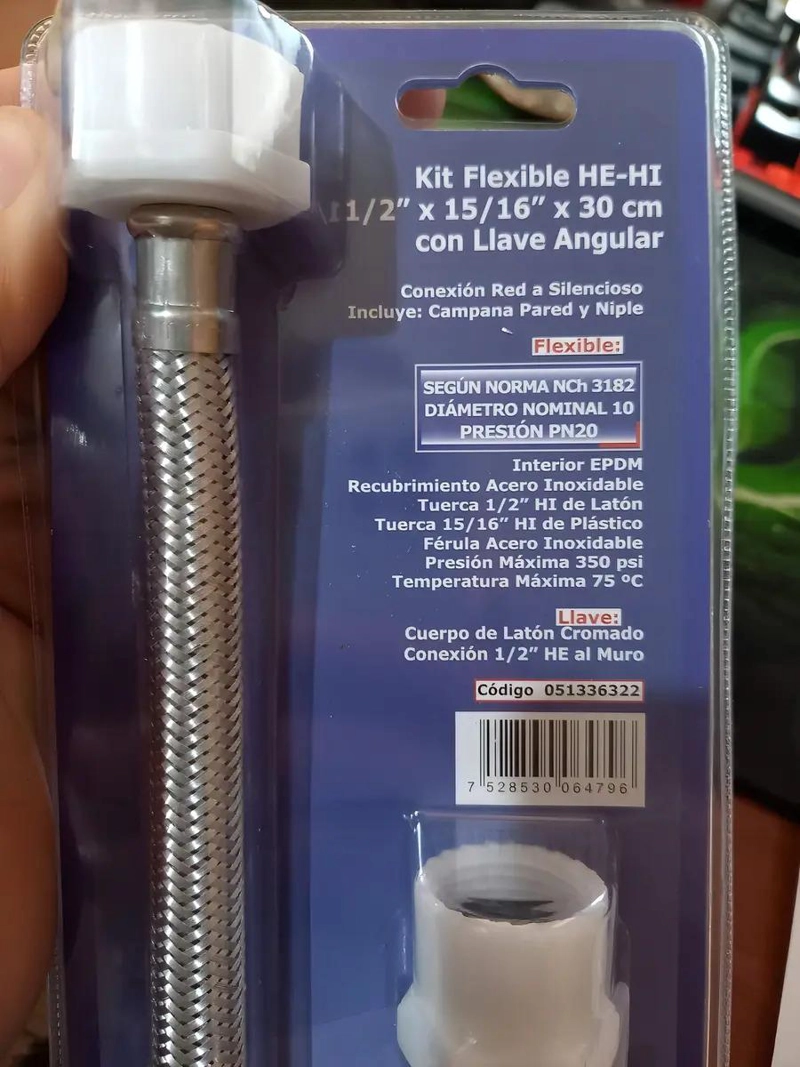 KIT FLEXIBLE CON LLAVE ANGULAR 1/2 * 15/16 30CM TAUMM - 8