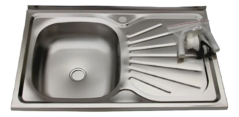 LAVAPLATOS SOBREPONER SIMPLE 80X50 INOXIDABLE DERECHO COLOR PLATEADO - 1