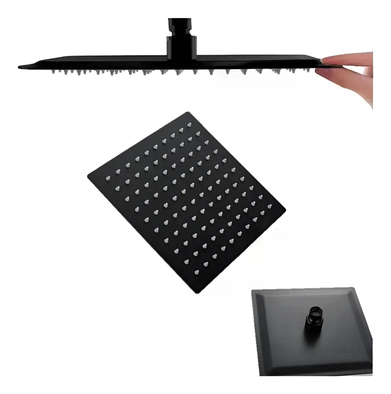 PLATO DE DUCHA CUADRADO DE ACERO INOXIDABLE NEGRO MATE 25 CM - 1