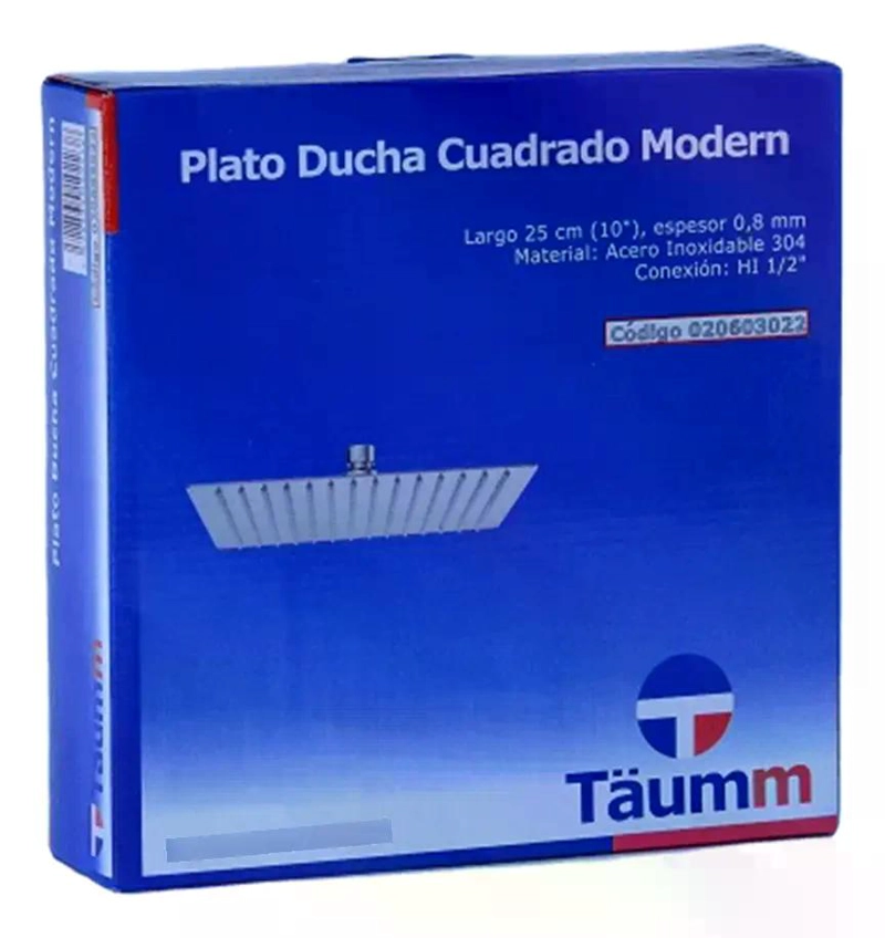 PLATO PARA DUCHA CUADRADO 25 CM MODERN TAUMM ACERO INOXIDABL GRIS - 4