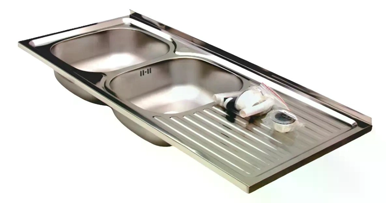 LAVAPLATOS DOBLE 120X50 SOBREPONER DERECHO MONOMANDO TAUMM GRIS - 1