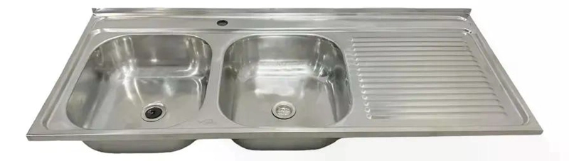 LAVAPLATOS DOBLE 120X50 SOBREPONER DERECHO MONOMANDO TAUMM GRIS - 2