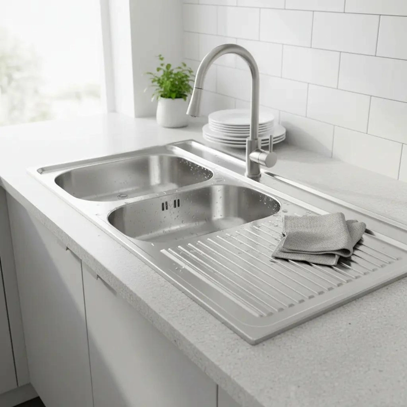 LAVAPLATOS DOBLE 120X50 SOBREPONER DERECHO MONOMANDO TAUMM GRIS - 7