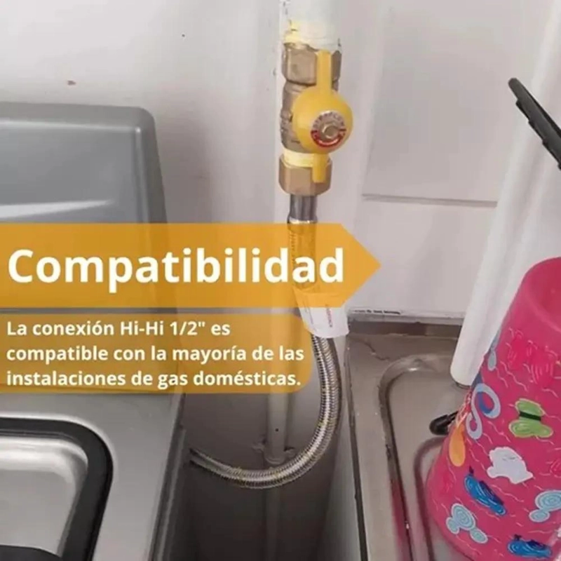 FLEXIBLE PARA GAS HI-HI 3/8 IZQX 1/2 60 CM TAUMM ACERO INOX - 3