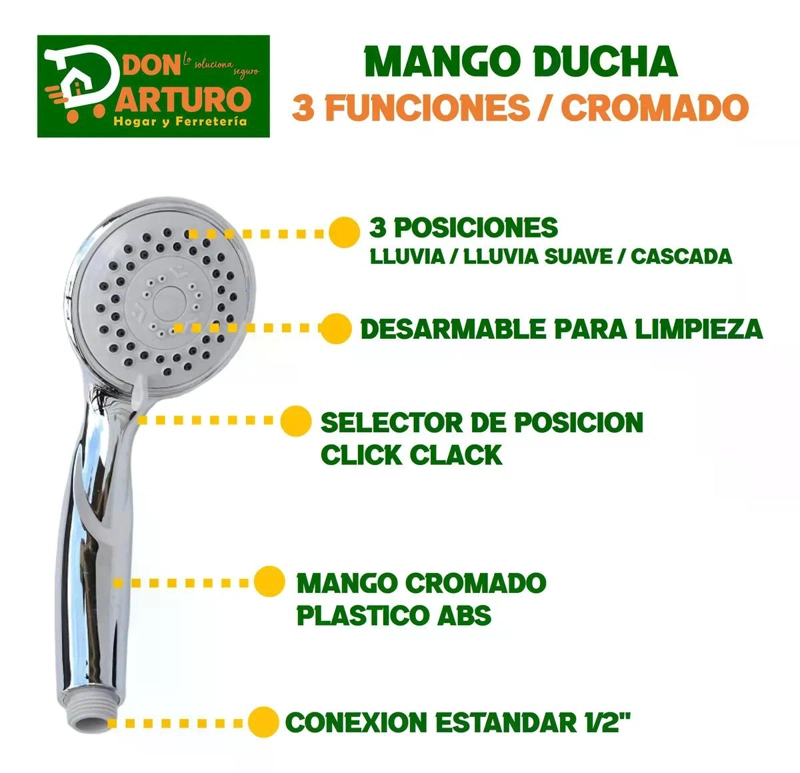 MANGO DUCHA MANERAL CHALLA CROMADO 1/2 HE FREIBURG TAUMM PLATEADO CROMADO - 4