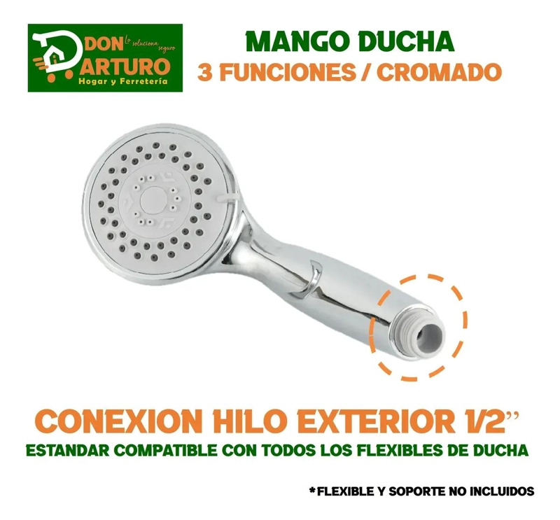 MANGO DUCHA MANERAL CHALLA CROMADO 1/2 HE FREIBURG TAUMM PLATEADO CROMADO - 5