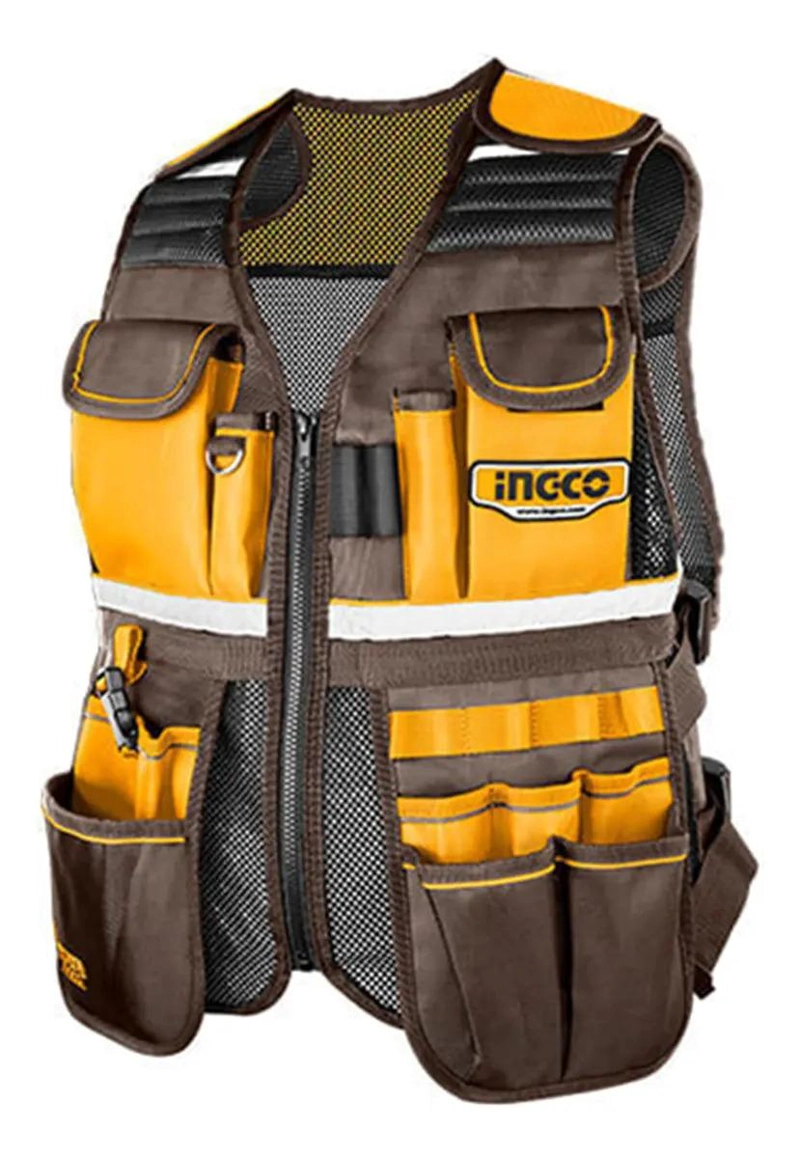 CHALECO COLETO PORTA HERRAMIENTAS INDUSTRIAL INGCO HTVT09028 COLOR AMARILLO - 1