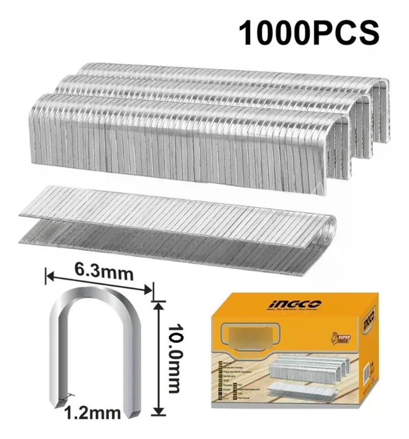 GRAMPAS U P/ ENGRAMPADORA 10MM X 1000 PCS INGCO STS0412 COLOR PLATEADO - 5