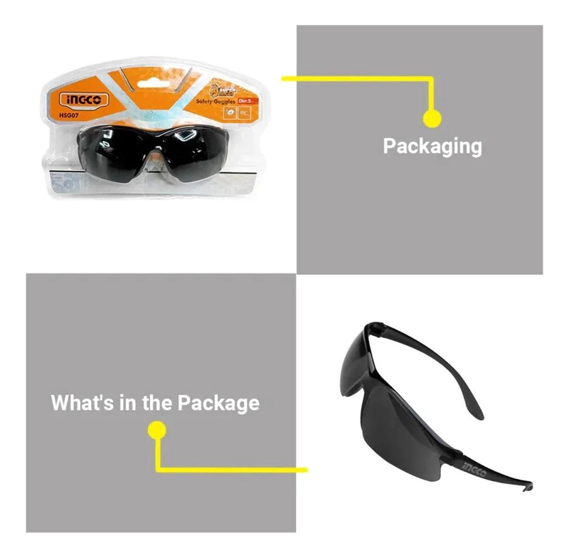 LENTES GAFAS ANTIPARRAS OSCURAS DE SEGURIDAD INGCO HSG07 N/A - 6