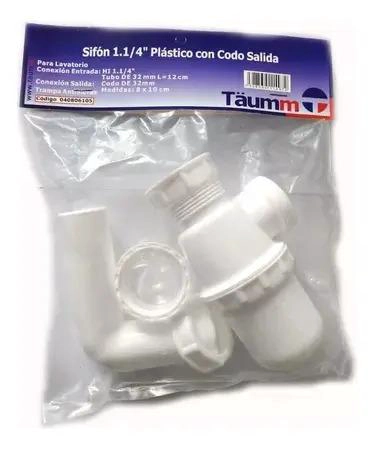 SIFON 1.1/4 PLASTICO CON CODO SALIDA TAUMM BLANCO - 5