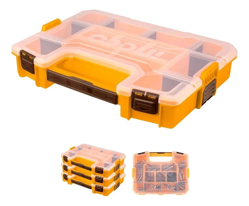 ORGANIZADOR DE PLASTICO INGCO CON DIVISIONES DE 15 PBX1511 NARANJA - 1