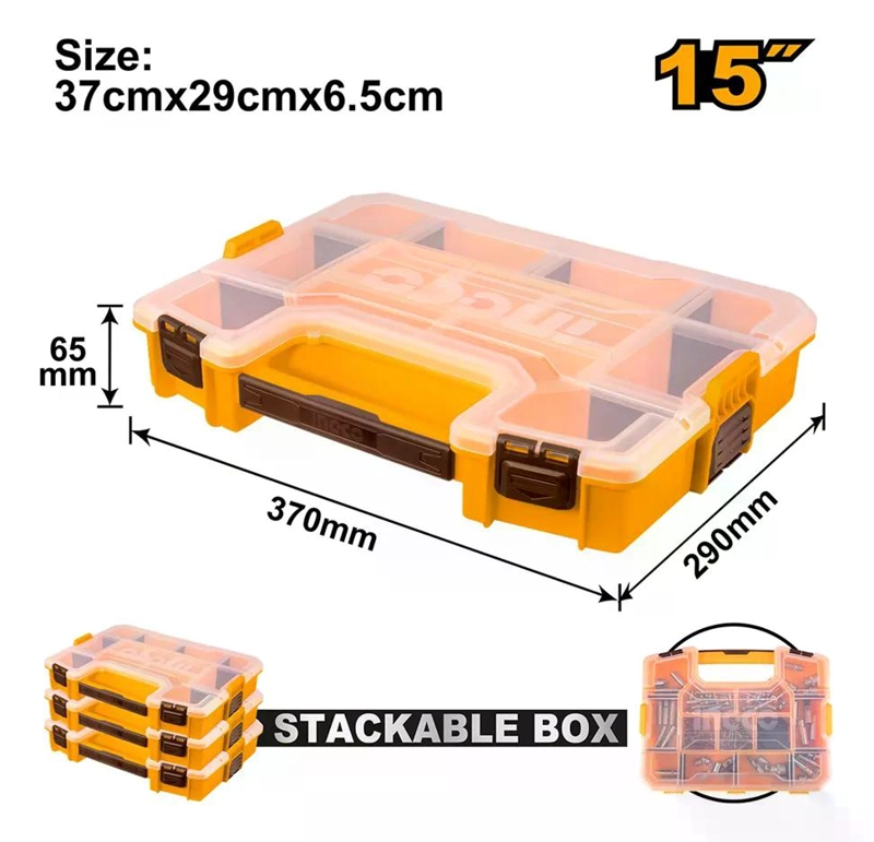 ORGANIZADOR DE PLASTICO INGCO CON DIVISIONES DE 15 PBX1511 NARANJA - 2