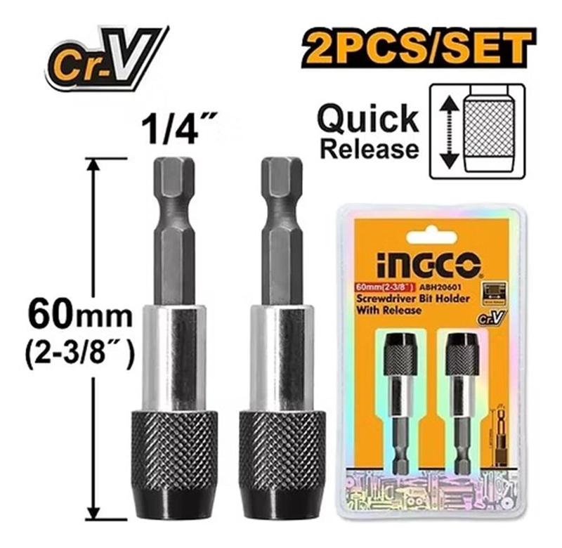 SET DE 2 ADAPTADOR PUNTAS 1/4 PULGADAS 60 MM  INGCO ABH20601 - 4