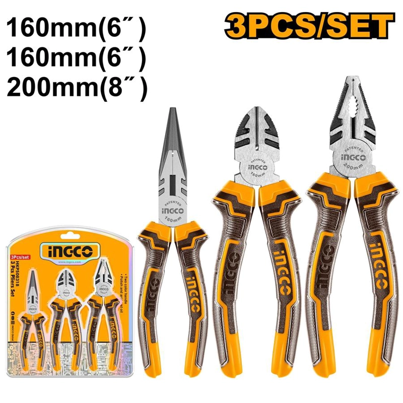 SET ALICATES 3 PIEZAS 160 MM /6 PULGADAS INGCO HKPS08318 - 3