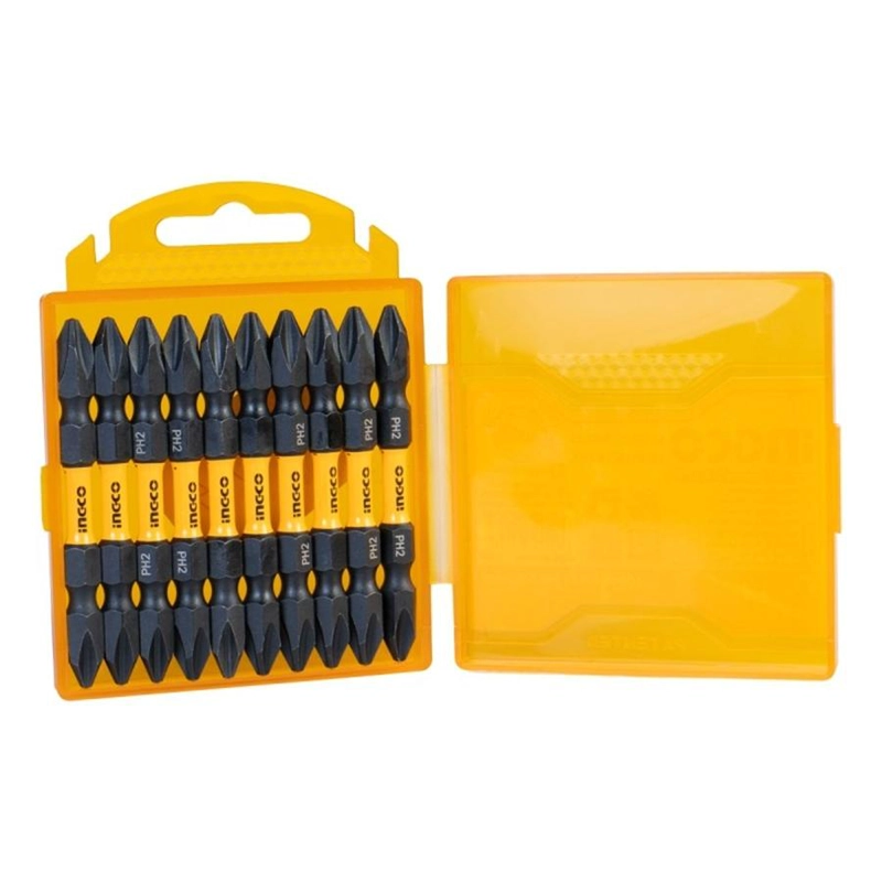 SET DE 10 PUNTAS DOBLE ATORNILLADOR IMPACTO PH2X65MM INGCO - 1