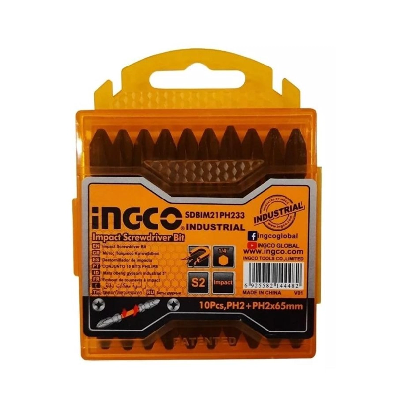 SET DE 10 PUNTAS DOBLE ATORNILLADOR IMPACTO PH2X65MM INGCO - 4