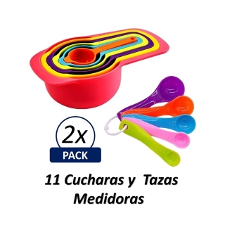 PACK TAZAS Y CUCHARAS MEDIDORAS 11 PIEZAS REPOSTERÍA COCINA - 1