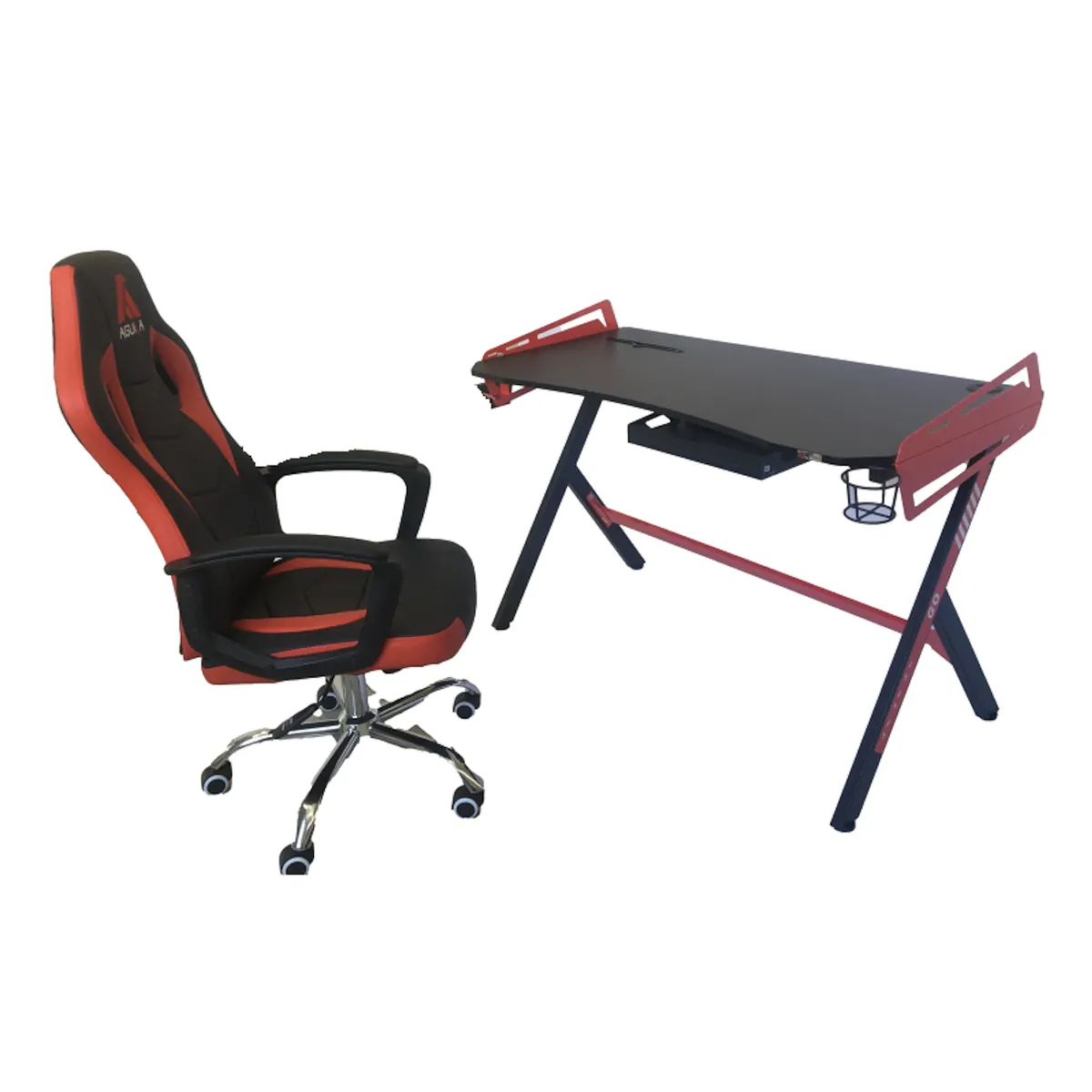 ESCRITORIO GAMER S2105 BANDEJA TECLADO SUPERFICIE TEXTURIZADA PORTAVASOS PORTA AUDIFONOS - 4