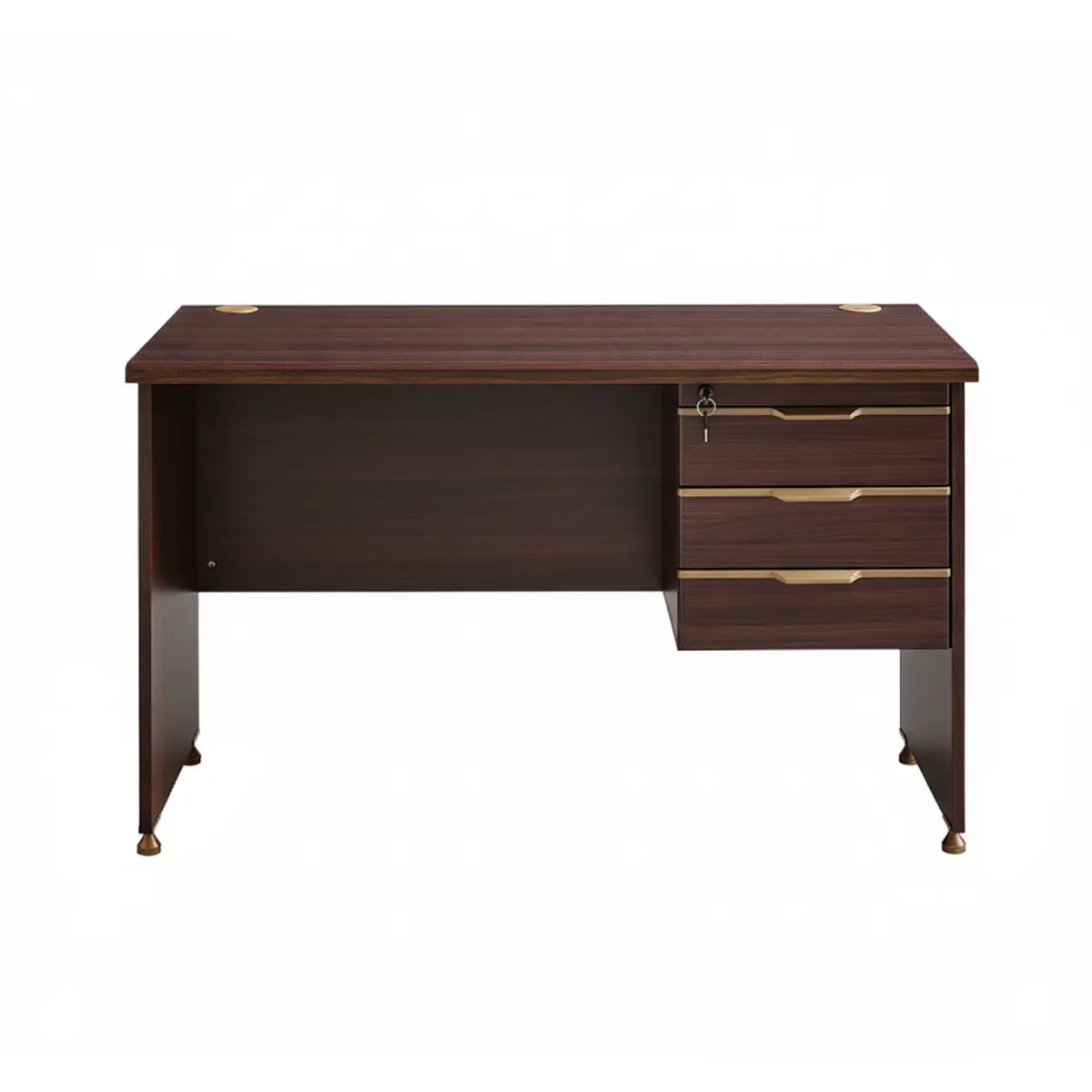 ESCRITORIO CLASICO BARCAROLA 3 CAJONES CON CERRADURA CAFE CAOBA  120X60CM - 2