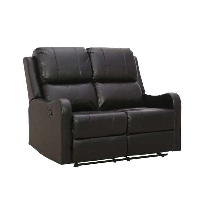 BERGERE RECLINABLE FLEMING 2 CUERPOS ECOCUERO NEGRO RECLINACION INDEPENDIENTE - 1