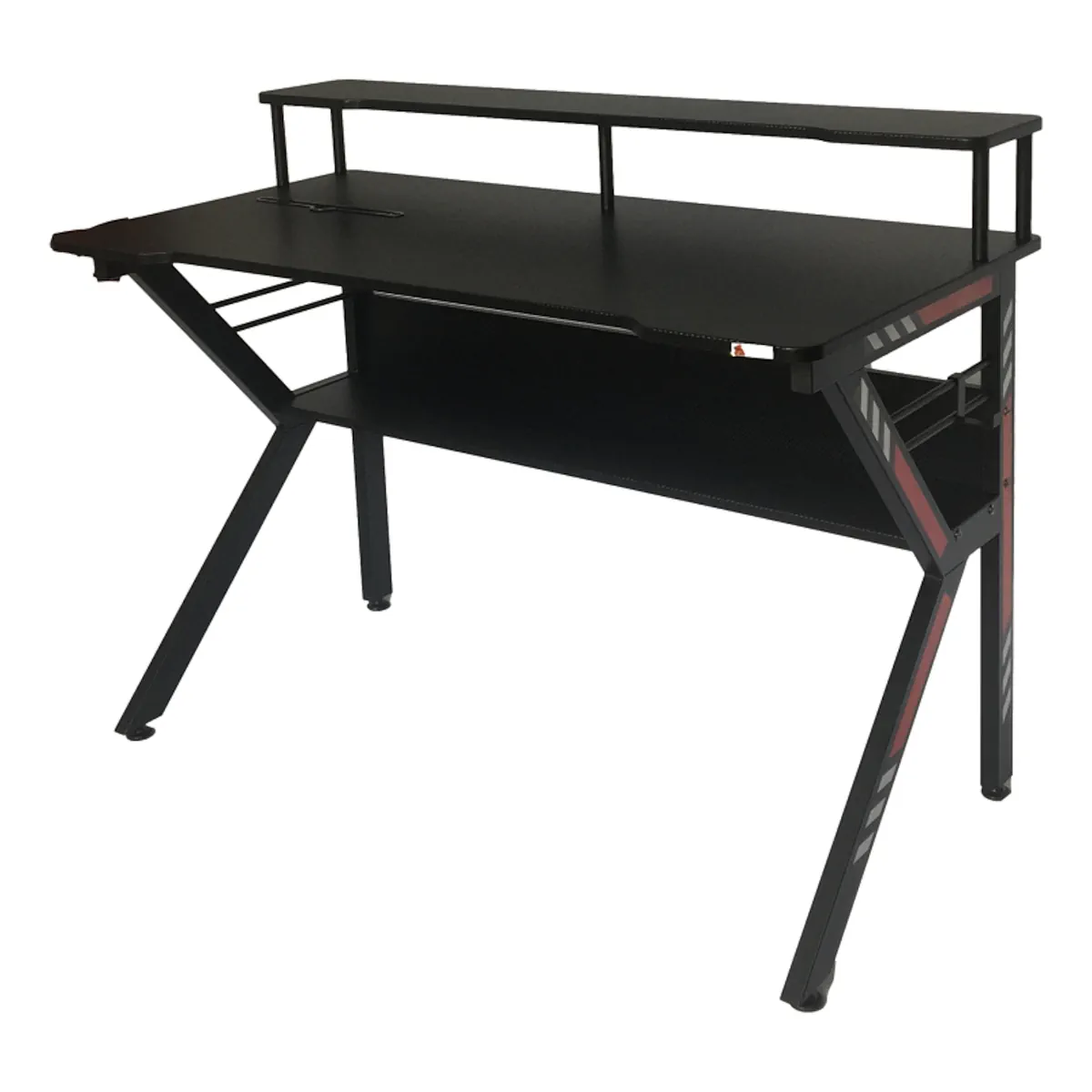 ESCRITORIO GAMER DUAL PRO NEGRO SUPERFICIE TEXTURIZADA, SOPORTE AUDIFONOS Y PORTAVASOS METAL - 2