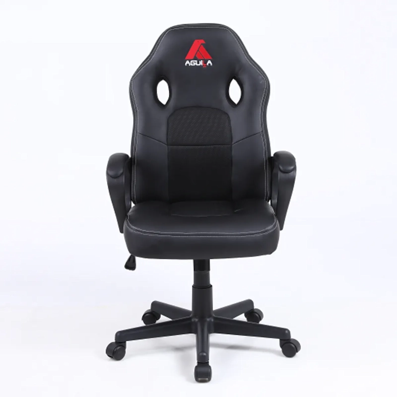 SILLA EJECUTIVA WELLINGTON ECOCUERO NEGRO CON ORIFICIOS DE VENTILACION ERGONOMICA Y MECEDORA - 2