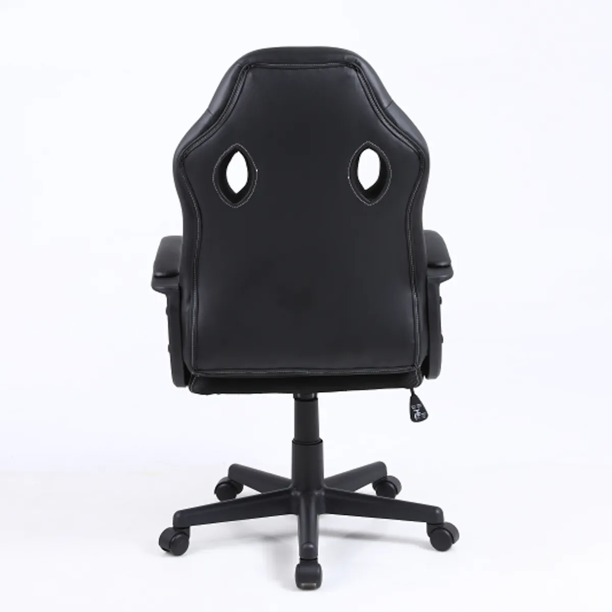 SILLA EJECUTIVA WELLINGTON ECOCUERO NEGRO CON ORIFICIOS DE VENTILACION ERGONOMICA Y MECEDORA - 5