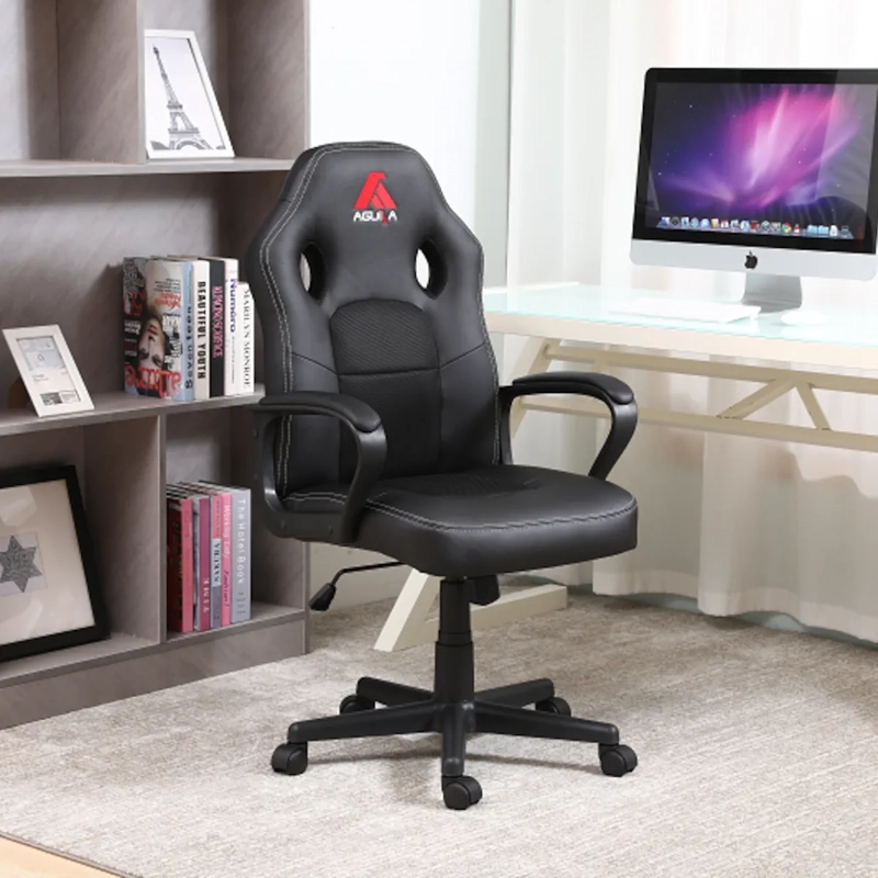 SILLA EJECUTIVA WELLINGTON ECOCUERO NEGRO CON ORIFICIOS DE VENTILACION ERGONOMICA Y MECEDORA - 6