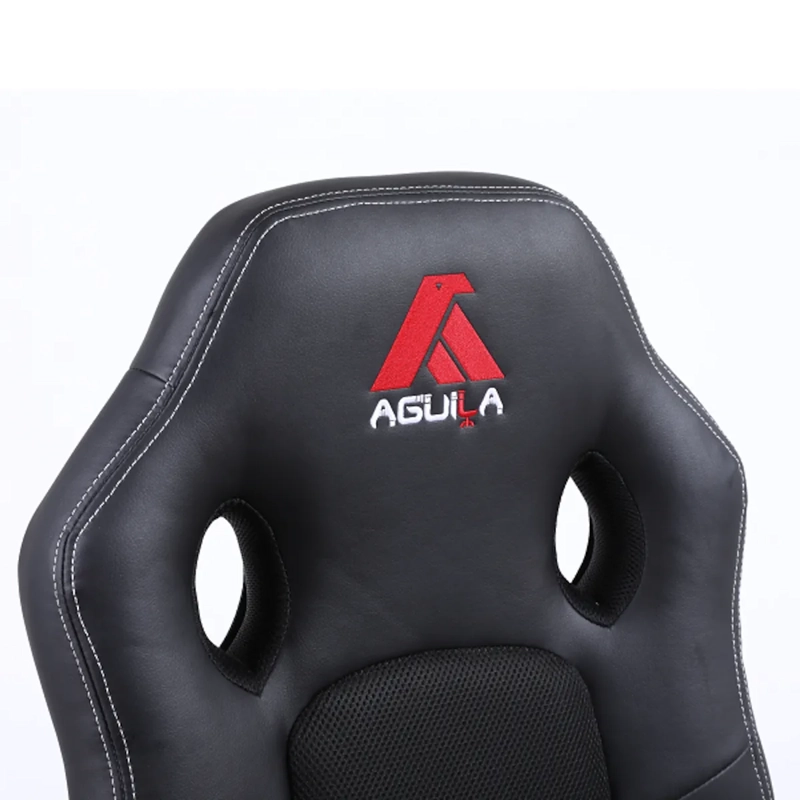 SILLA EJECUTIVA WELLINGTON ECOCUERO NEGRO CON ORIFICIOS DE VENTILACION ERGONOMICA Y MECEDORA - 7