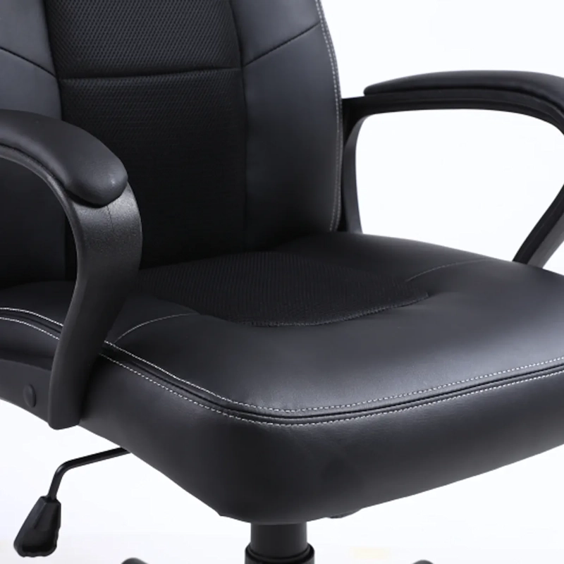 SILLA EJECUTIVA WELLINGTON ECOCUERO NEGRO CON ORIFICIOS DE VENTILACION ERGONOMICA Y MECEDORA - 8