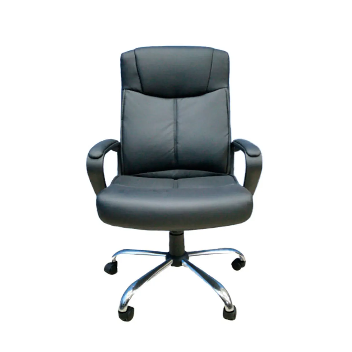SILLA EJECUTIVA HAMILTON RESPALDO ALTO BASE METALICA ECOCUERO NEGRO OFICINA GERENCIAL - 2