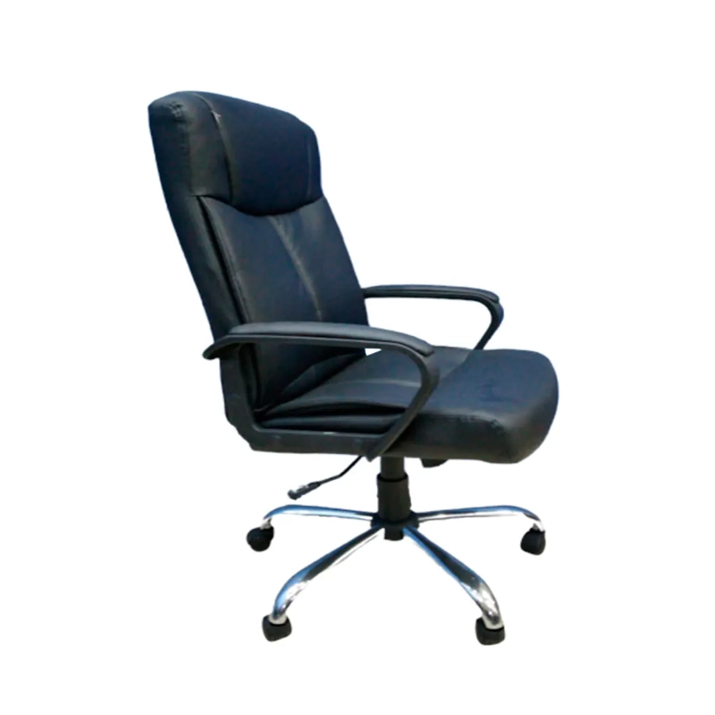SILLA EJECUTIVA HAMILTON RESPALDO ALTO BASE METALICA ECOCUERO NEGRO OFICINA GERENCIAL - 3
