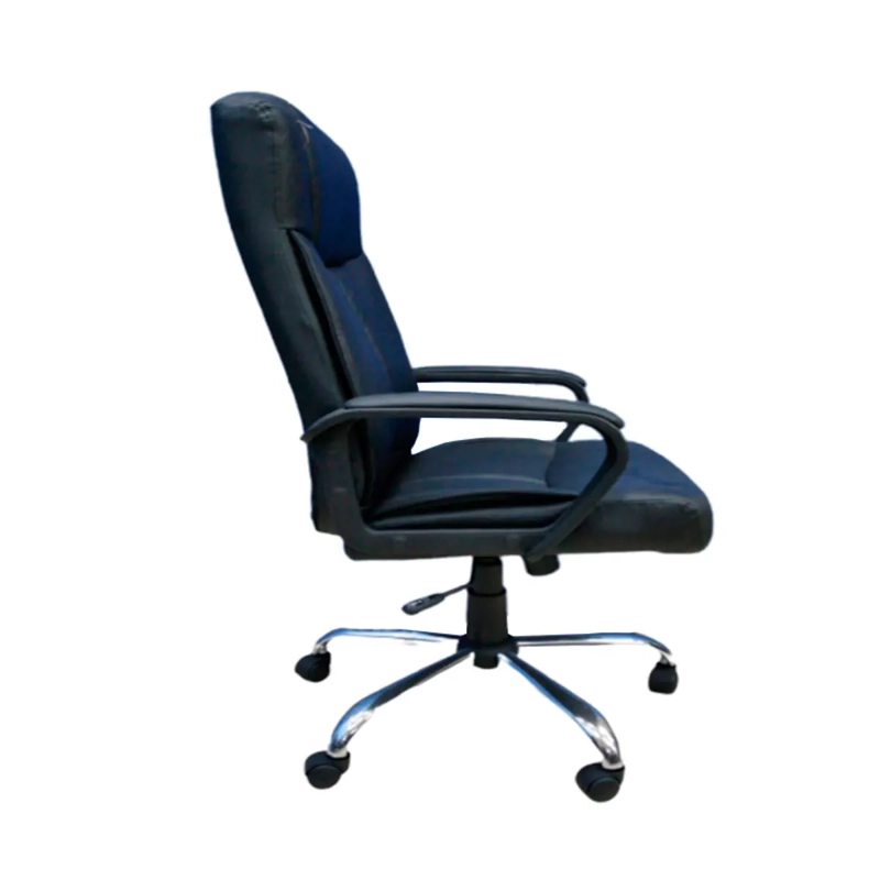SILLA EJECUTIVA HAMILTON RESPALDO ALTO BASE METALICA ECOCUERO NEGRO OFICINA GERENCIAL - 4