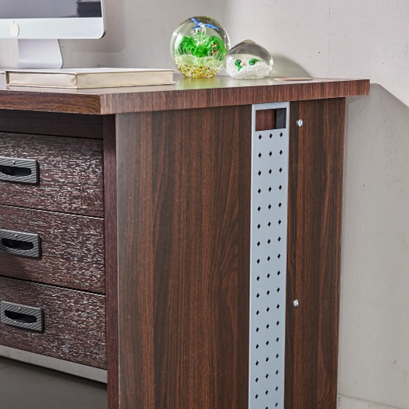 ESCRITORIO EJECUTIVO ARABESQUE CAOBA 140X70CM 3 CAJONES CON LLAVE, BANDEJA TECLADO Y PORTA CPU MOVIL - 5