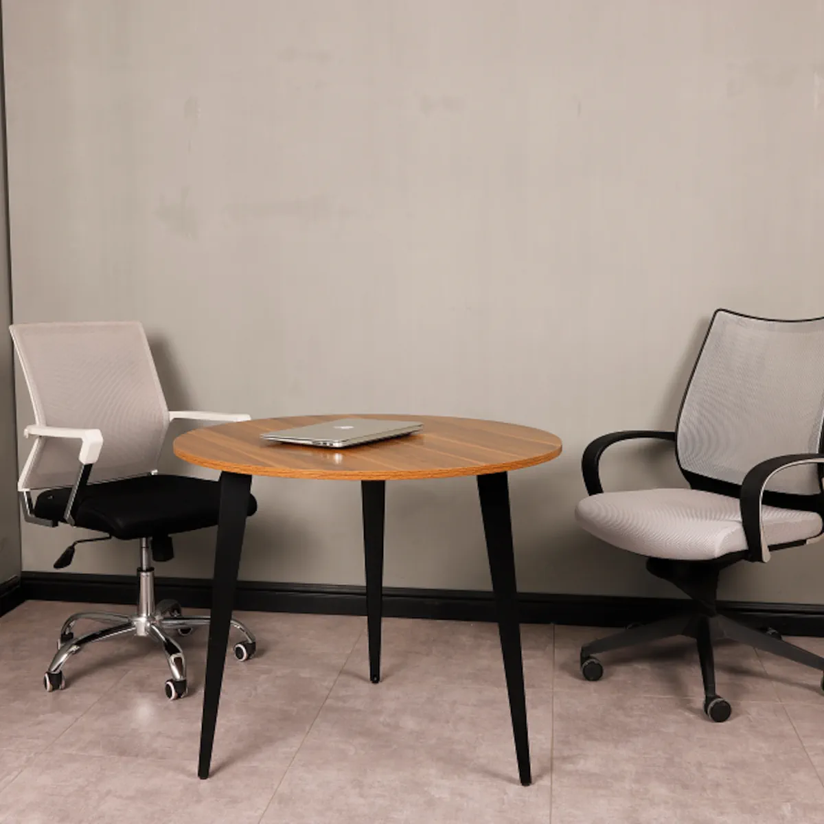 MESA MULTIPROPOSITO GEM CIRCULAR 90CM CAFE  CLARO DISEÑO MINIMALISTA PARA REUNION O COMEDOR - 2