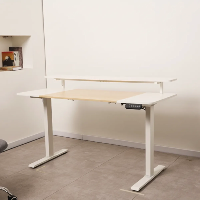 ESCRITORIO ELECTRICO HARMONY RISE 140CM CON ALTURA REGULABLE 72/120CM ARCE BLANCO MEMORIAS Y REPISA - 2