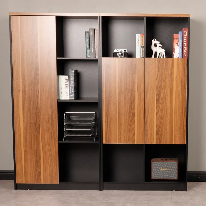ARCHIVERO BIBLIOTECA VERSA SET 2 MODULOS NEGRO PUERTAS INTERCAMBIABLES PARA OFICINA Y HOGAR - 1
