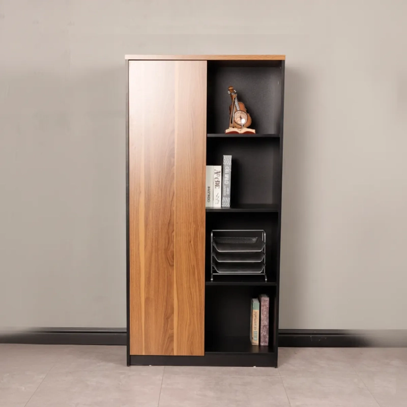 ARCHIVERO BIBLIOTECA VERSA SET 2 MODULOS NEGRO PUERTAS INTERCAMBIABLES PARA OFICINA Y HOGAR - 3