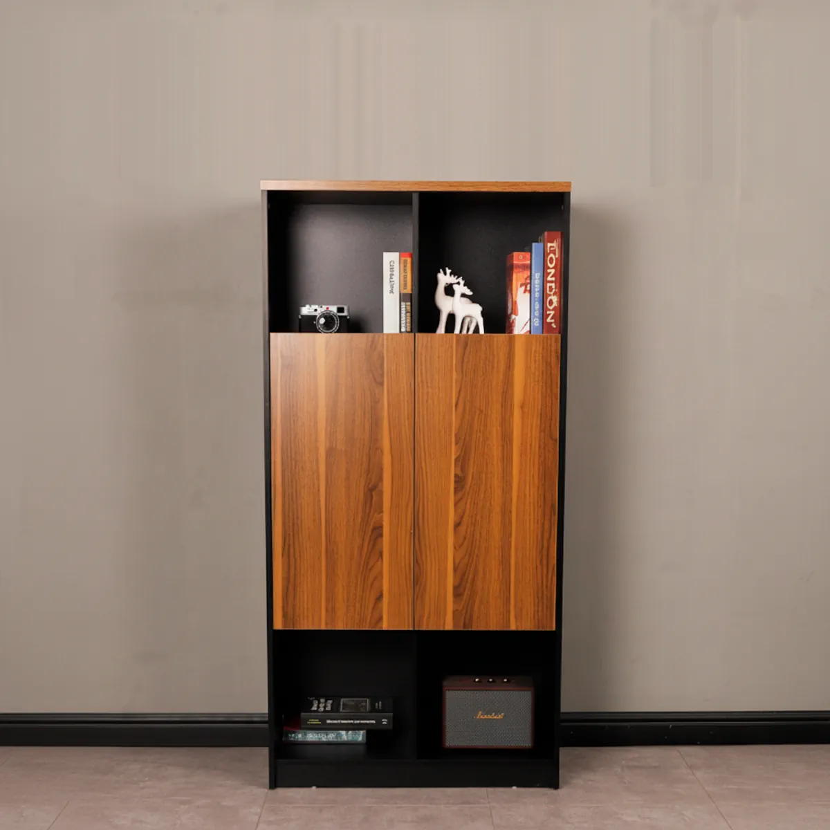 ARCHIVERO BIBLIOTECA VERSA SET 2 MODULOS NEGRO PUERTAS INTERCAMBIABLES PARA OFICINA Y HOGAR - 4