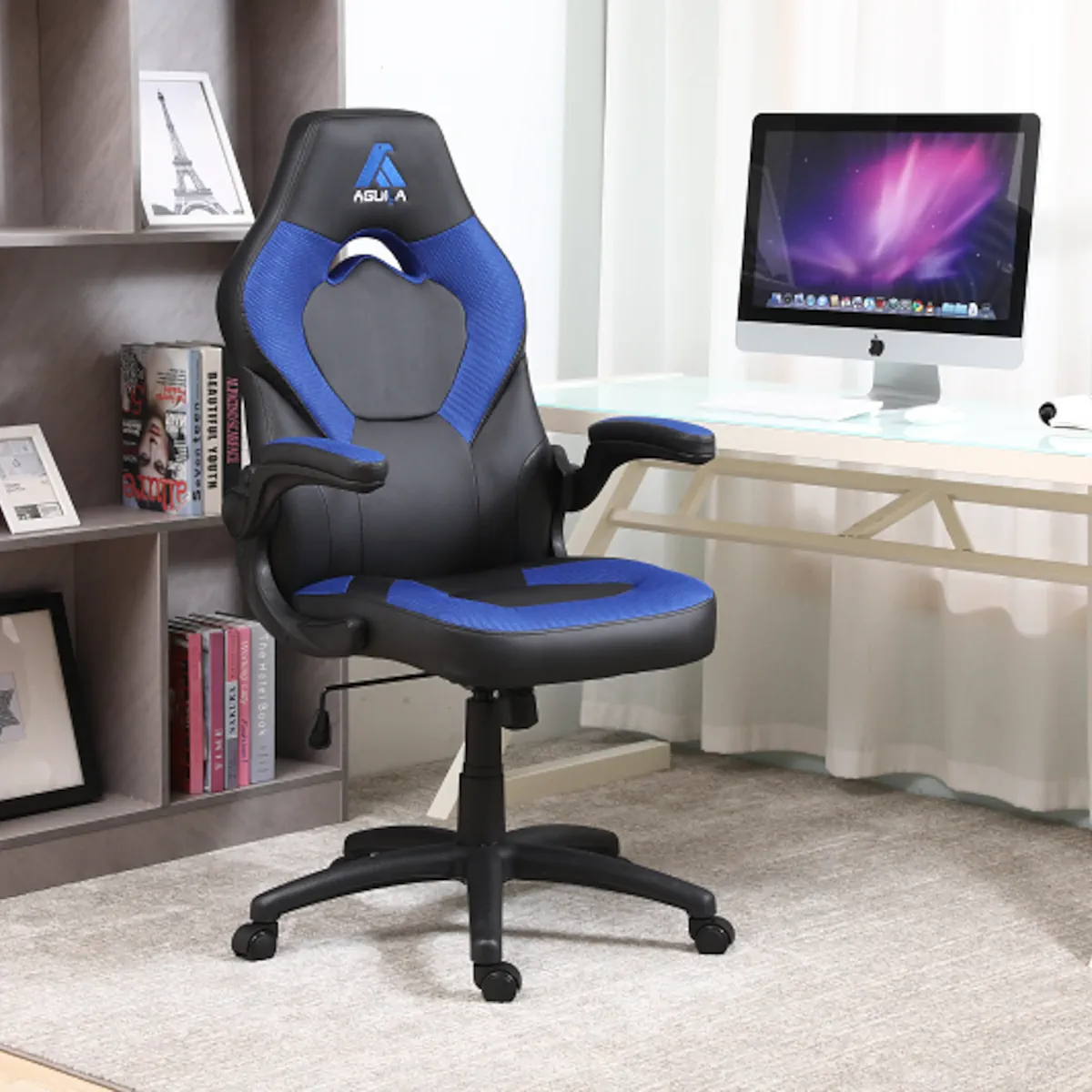 SILLA EJECUTIVA OXFORD AZUL APOYABRAZOS ROTATIVOS ERGONOMICA Y CON FUNCION MECEDORA - 6